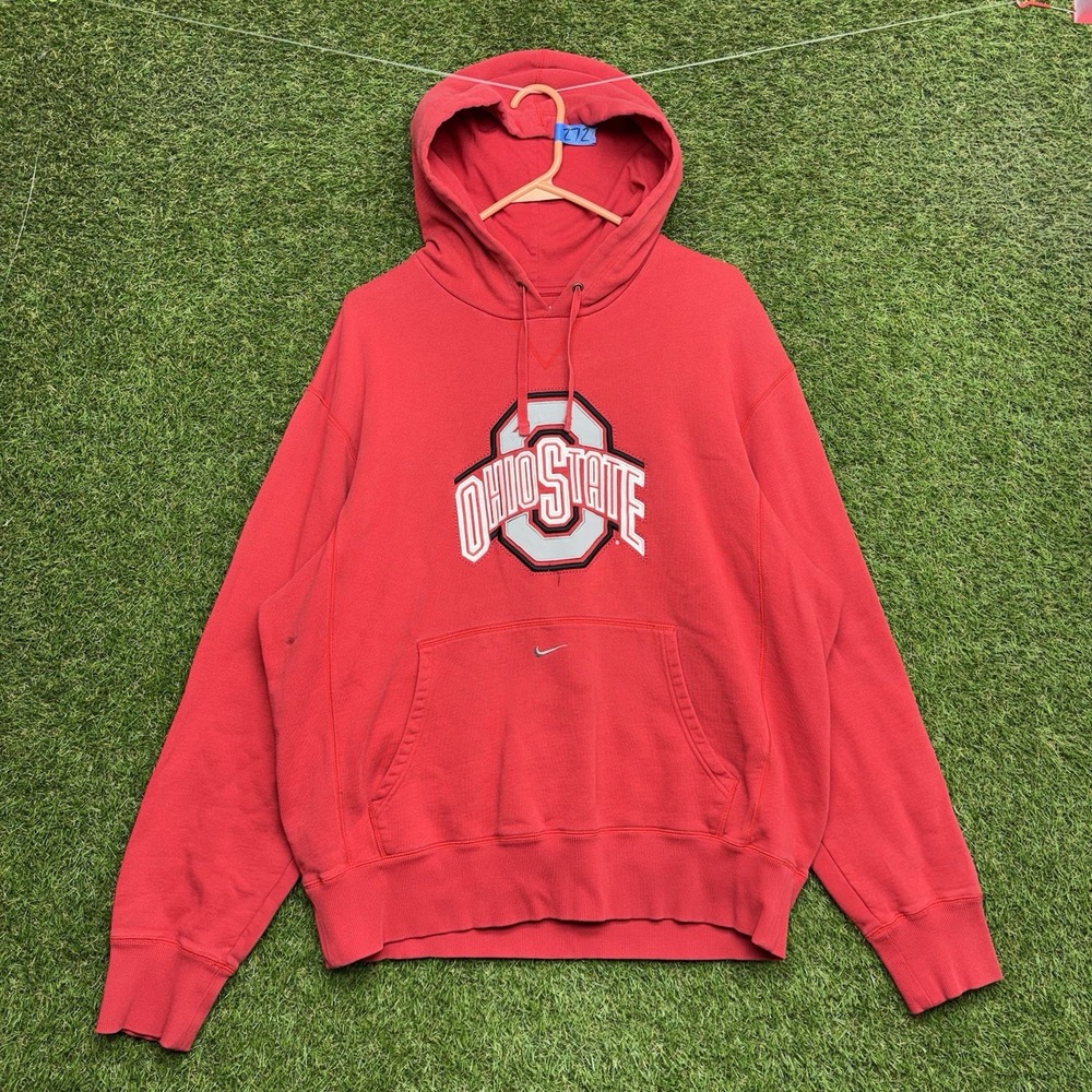 Ohio State Buckeyes Nike Hoodie Mens Large Center Swoosh OSU Sweatshirt 90s
